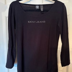 DKNY 3/4 sleeve top, size small, black